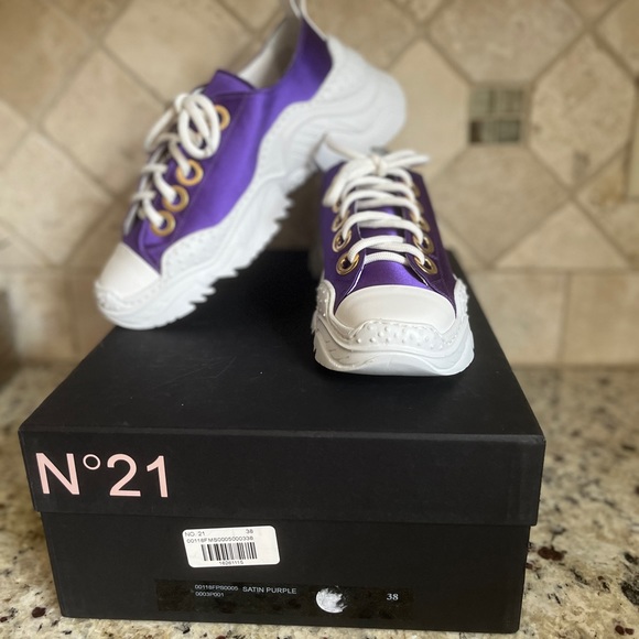 Rare!!! No. 21 Billy Satin Purple Designer Luxury Sneakers NIB NWT - Picture 3 of 16